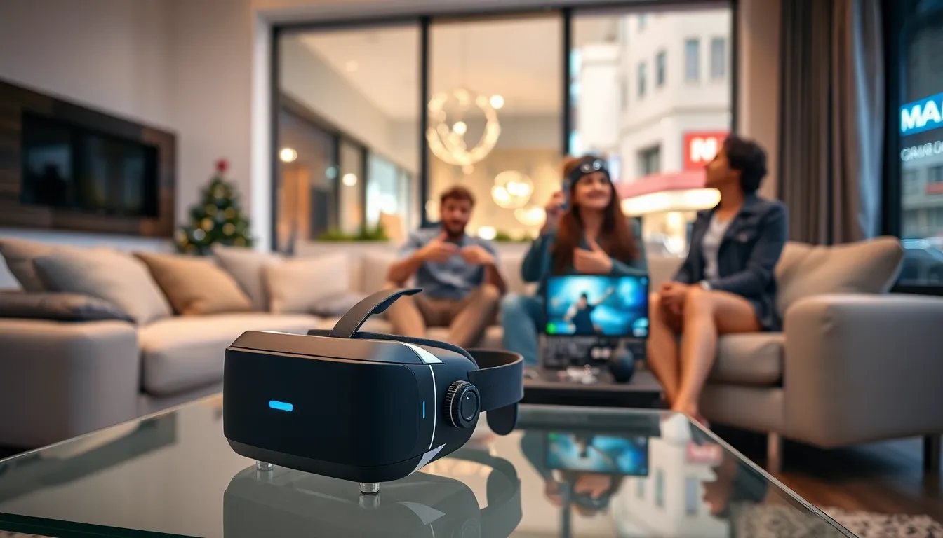 people discussing virtual reality headsets during Black Friday shopping.